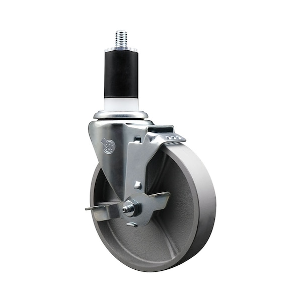 5'' Semi Steel Swivel 1-1/2'' Expanding Stem Caster with Brake